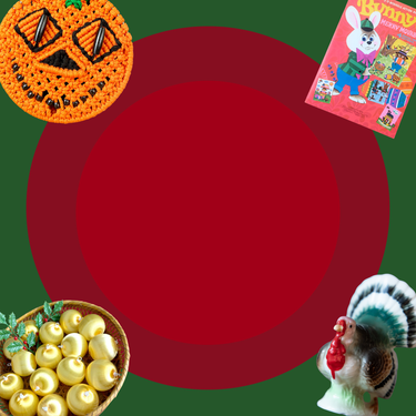 Collection of vintage holiday decor including Halloween, Christmas, Thanksgiving and Easter