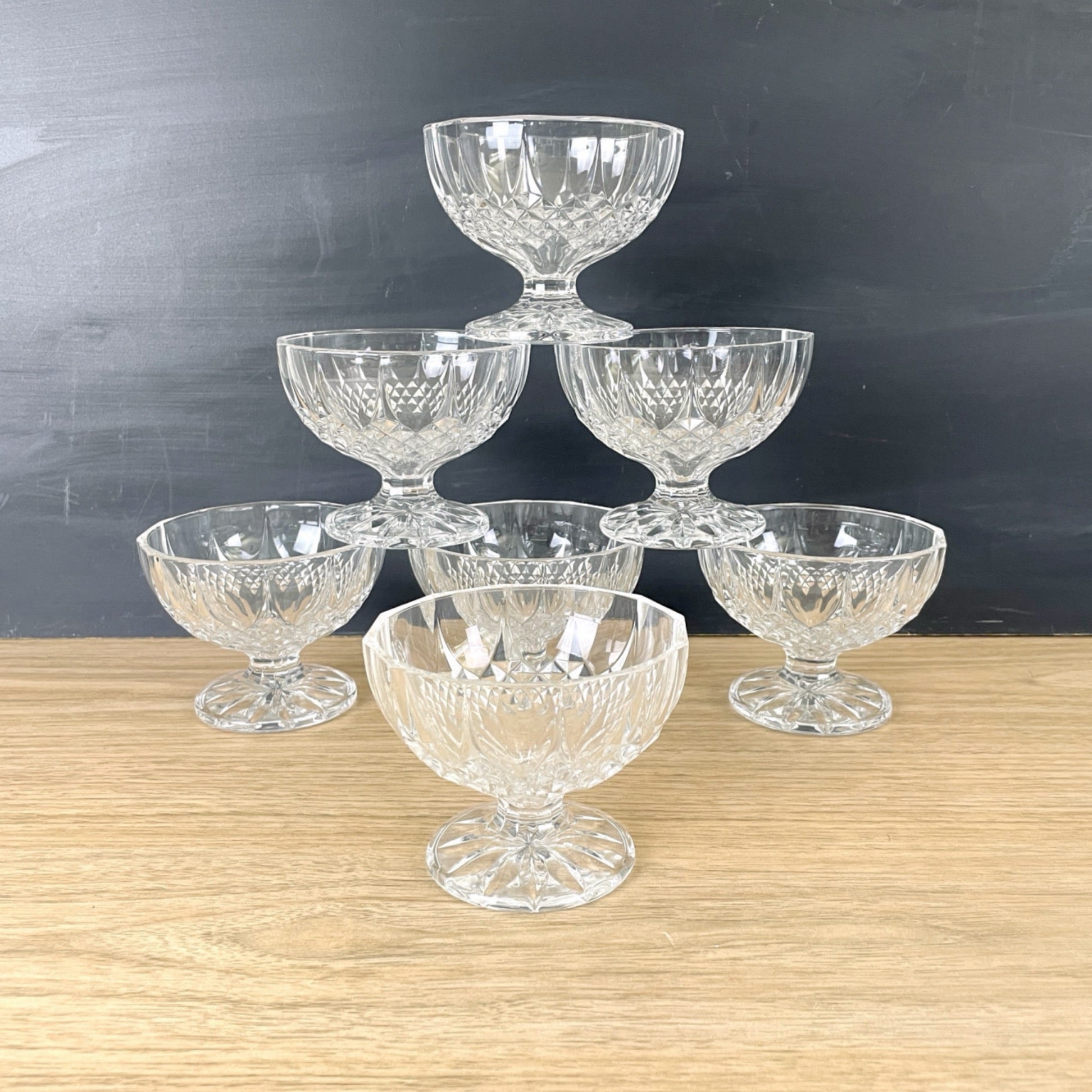 7 Piece Glass Bowls Set Fruit Triffle Salad Bowls Trifle Dessert Ice Cream Rnd