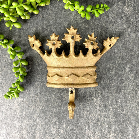 Cast metal crown wall hook - vintage royal decor - NextStage Vintage