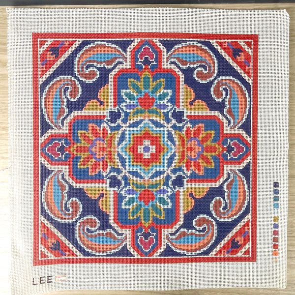 Lee geometric floral pillow needlepoint canvas P1148 NextStage Vintage