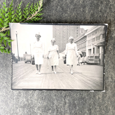 WWII nurses photo - Atlantic City boardwalk - 1948 - NextStage Vintage