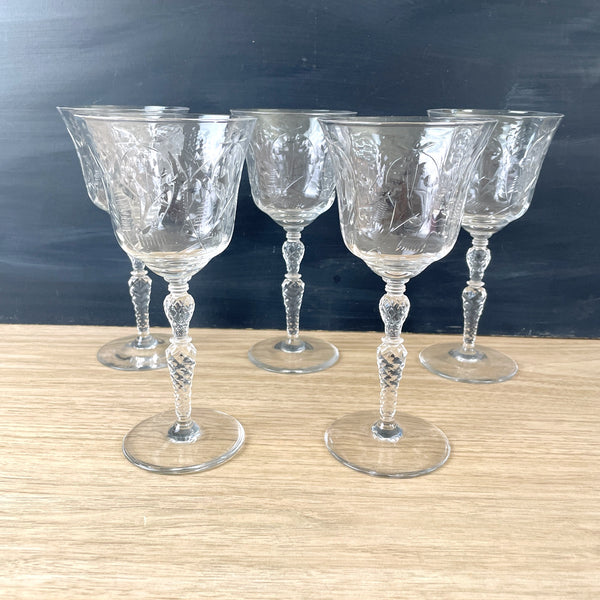Libbey Rock Sharpe Mystic water glasses set of 5 1940s vintage
