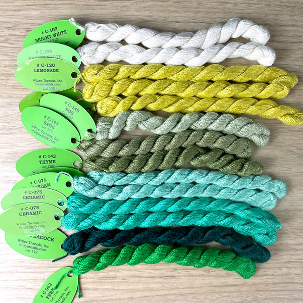 Vineyard Silk Classic Thread 14 hanks greens, aquas NextStage Vintage