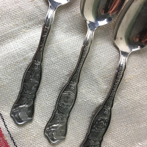 State seal spoons by 1881 Rogers - silverplate teaspoons - assorted states - NextStage Vintage
