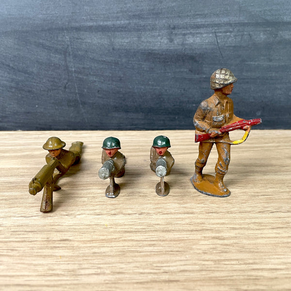 Lead and cast iron vintage dime store soldiers - group of 4 - NextStage Vintage