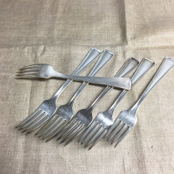 Restaurant ware forks by Victor S Co. / International silver - set of 6 - turn of century silverplate flatware - NextStage Vintage