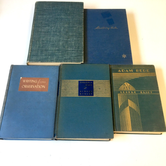 Decorative book stack - shades of denim blue - vintage book decor - NextStage Vintage