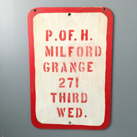 Patrons of Husbandry Milford Grange - hand painted vintage sign - NextStage Vintage