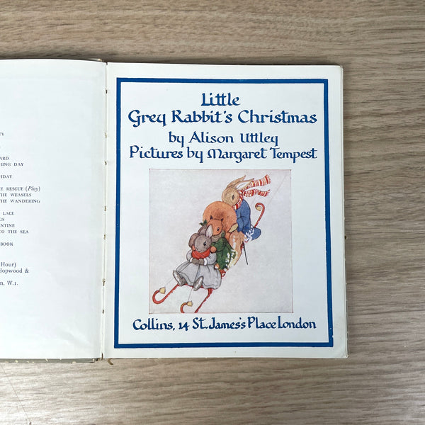 Little Grey Rabbit's Christmas - Alison Uttley and Margaret Tempest - 10th printing 1955 - NextStage Vintage