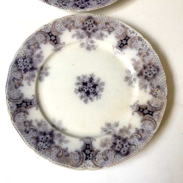 Wood and Son Keswick purple plate collection - 4 pieces - circa 1900s - NextStage Vintage