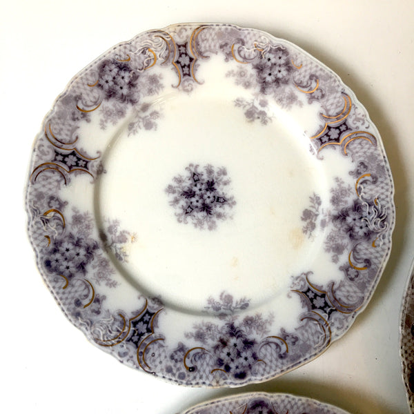 Wood and Son Keswick purple plate collection - 4 pieces - circa 1900s - NextStage Vintage
