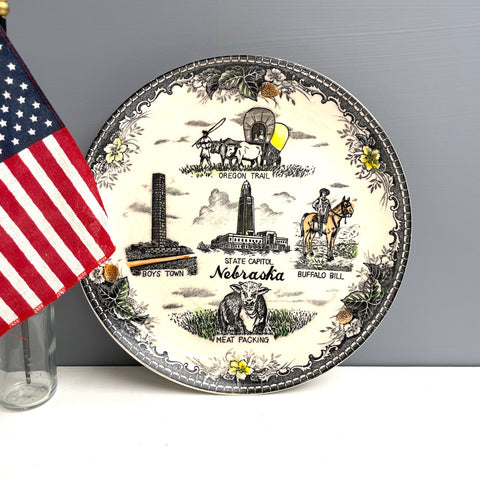 Nebraska state souvenir plate - vintage 1950s road trip souvenir - NextStage Vintage