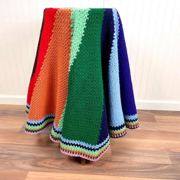 Round crochet afghan of many colors - vintage handmade throw - NextStage Vintage