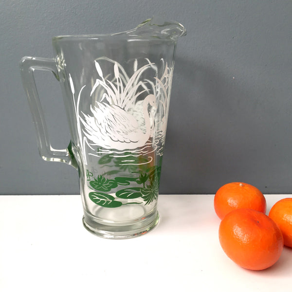 GLASS PITCHER W/ SQUARE BASE - Swans Fine Home