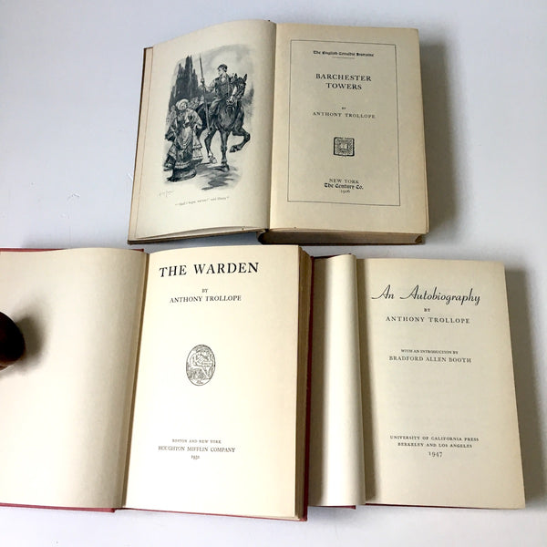 Anthony Trollope books - set of 3 - An Autobiography, The Warden, Barchester Towers - vintage British literature - NextStage Vintage