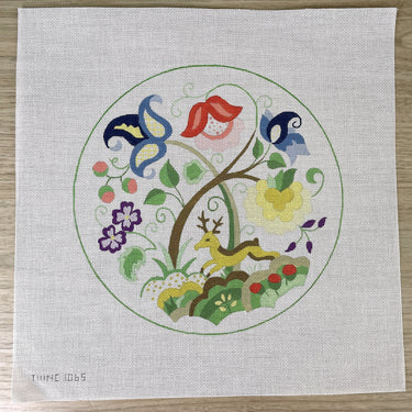 TWNC Jacobean Round III needlepoint canvas #1065 - NextStage Vintage