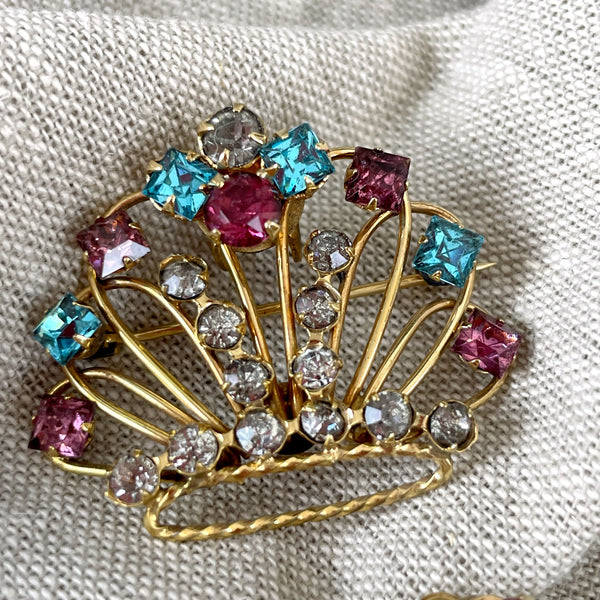 Harry Iskin crown pin and screw on earring set by Harry Iskin - 1940s vintage - NextStage Vintage