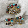 Harry Iskin crown pin and screw on earring set by Harry Iskin - 1940s vintage - NextStage Vintage