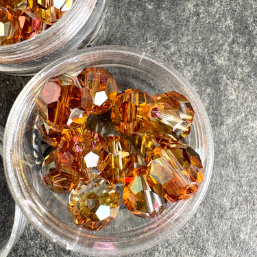 36 10mm round crystal beads – likely Swarovski – Crystal Copper - destash lot - NextStage Vintage