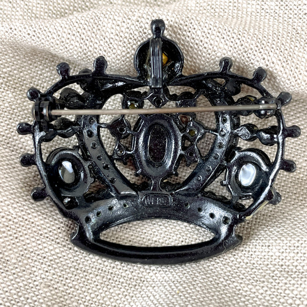 Weiss black cabochon crown brooch or pendant - 1950s vintage - NextStage Vintage