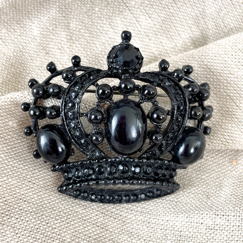 Weiss black cabochon crown brooch or pendant - 1950s vintage