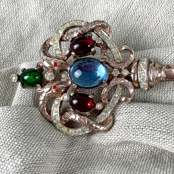 Corocraft serpent key brooch pendant - sterling - 1939 - NextStage Vintage