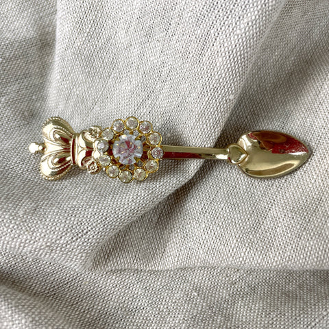 Coro royal crown golden spoon pin - 1940s vintage - NextStage Vintage