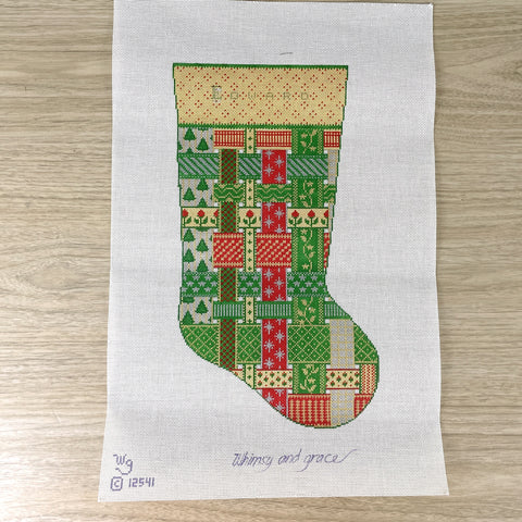 Whimsy and Grace Joan's Stocking - 18ct needlepoint canvas # 12541 - NextStage Vintage