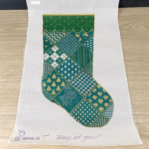 Whimsy and Grace argyle stocking - 13ct needlepoint canvas # 12545-13 - NextStage Vintage