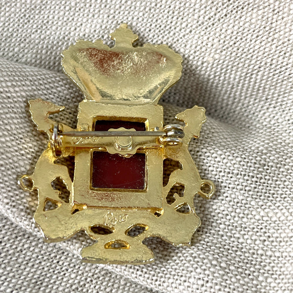 Coro royal crest brooch with knight - 1940s vintage - NextStage Vintage