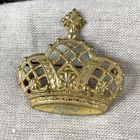 Miriam Haskell goldtone royal crown pin brooch - 1950s vintage