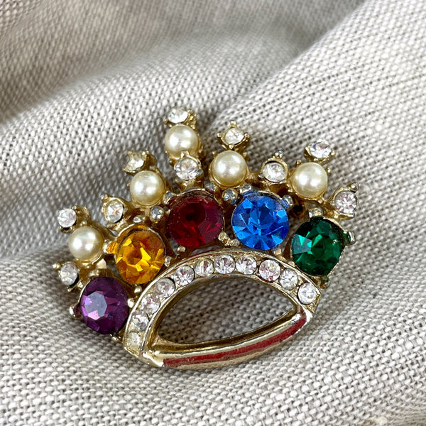 Vintage crown brooch lot of 5 - vintage costume jewelry - NextStage Vintage