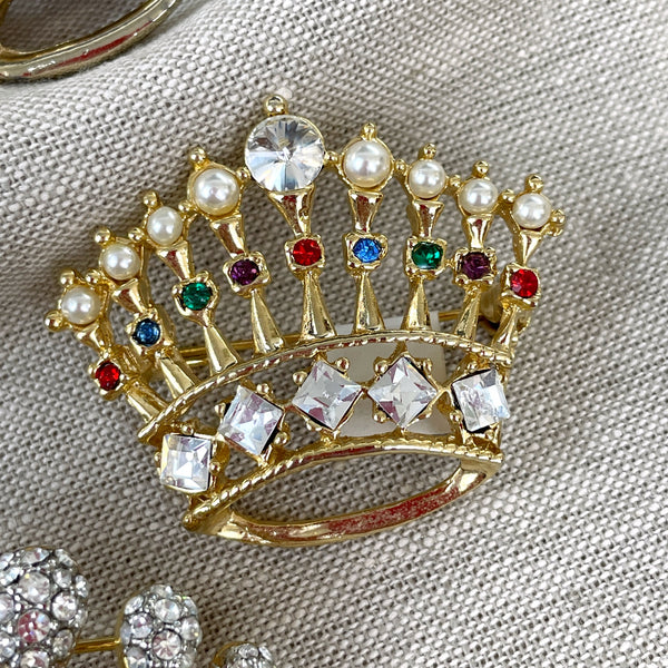 Vintage crown brooch lot of 5 - vintage costume jewelry - NextStage Vintage