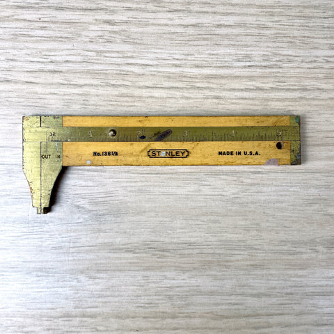 Stanley slide caliper No. 136 1/2 - wood and brass - vintage - NextStage Vintage