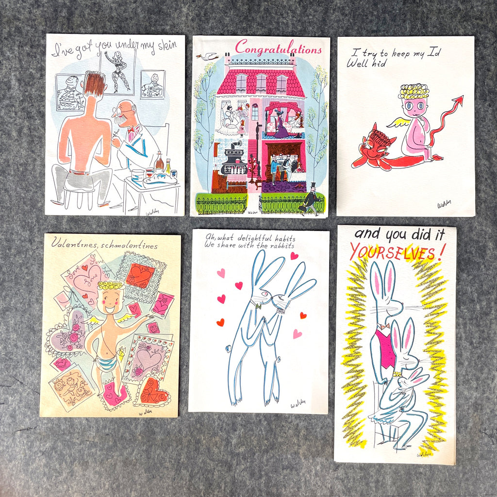 6 vintage greeting cards - Panda Prints by Rosalind Welcher - NextStage Vintage