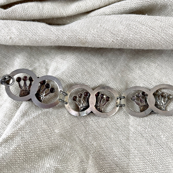 Lang sterling silver crown bracelet - 1950s vintage - NextStage Vintage