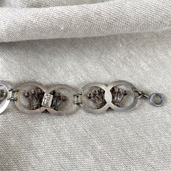 Lang sterling silver crown bracelet - 1950s vintage - NextStage Vintage