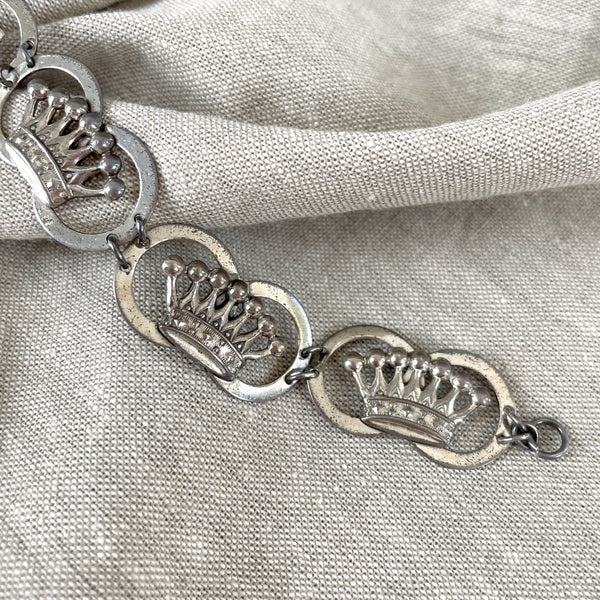 Lang sterling silver crown bracelet - 1950s vintage - NextStage Vintage