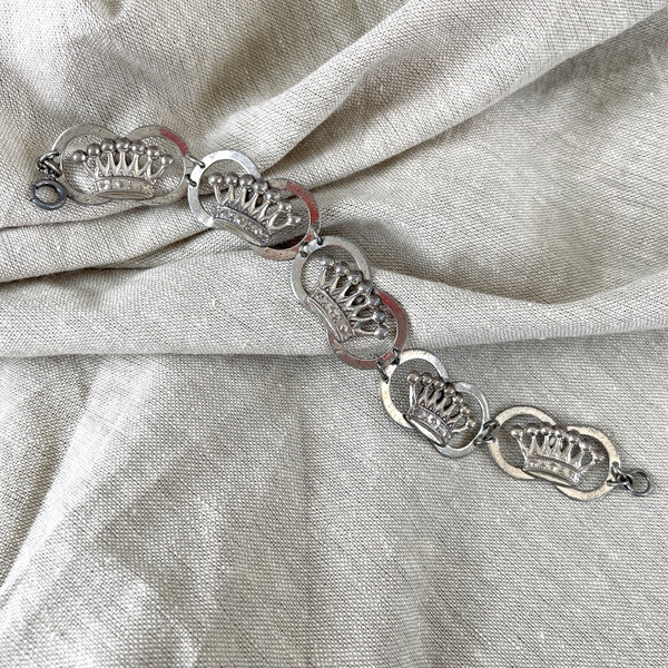 Lang sterling silver crown bracelet - 1950s vintage - NextStage Vintage