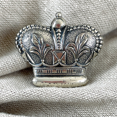 Sterling silver fleur de lis crown brooch - 1950s vintage