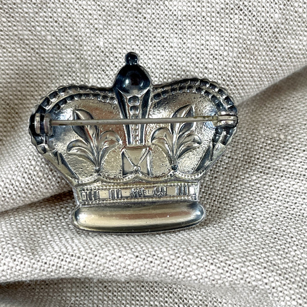 Sterling silver fleur de lis crown brooch - 1950s vintage - NextStage Vintage