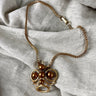 Crown pendant choker necklace with brown pearls - 1950s atomic styling - NextStage Vintage