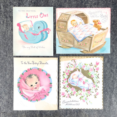 15 new baby greeting card lot - 1950s vintage - used - NextStage Vintage