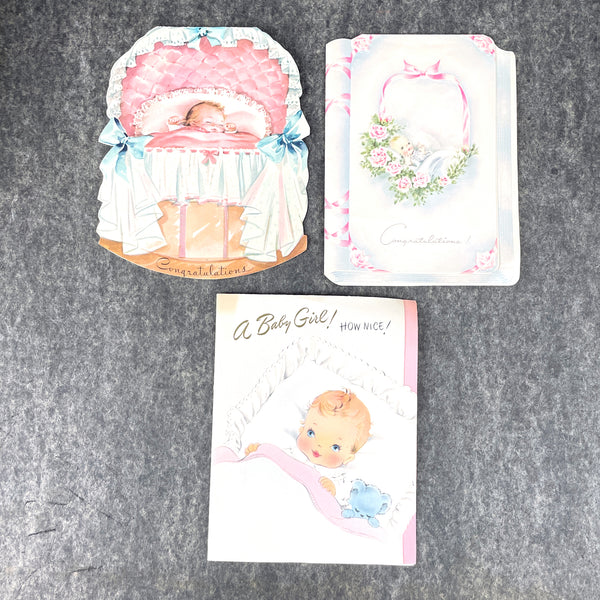 15 new baby greeting card lot - 1950s vintage - used