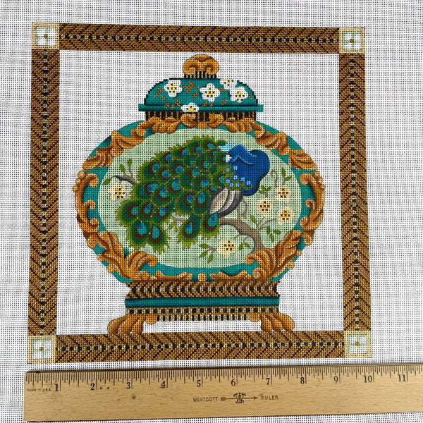 Melissa Shirley Peacock Ginger Jar needlepoint canvas #1665 - NextStage Vintage