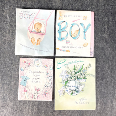 Baby and wedding vintage greeting cards - set of 17 - NextStage Vintage