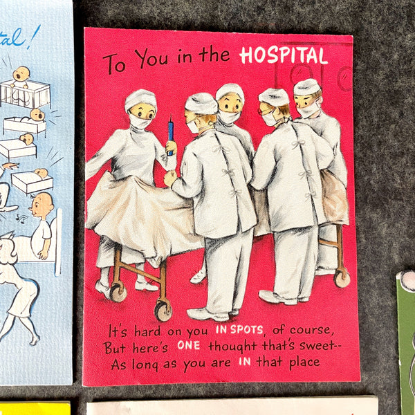 5 vintage get well cards - 1950s - 1960s - NextStage Vintage