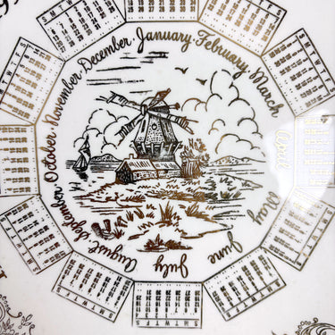 Vintage 1953 zodiac calendar plate - 1950s decor with windmill - great gift for 75th birthday - NextStage Vintage