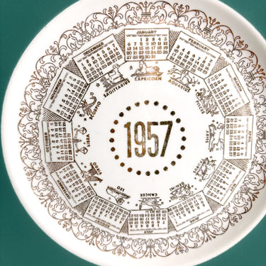 Vintage 1957 zodiac calendar plate - zodiac signs design - NextStage Vintage