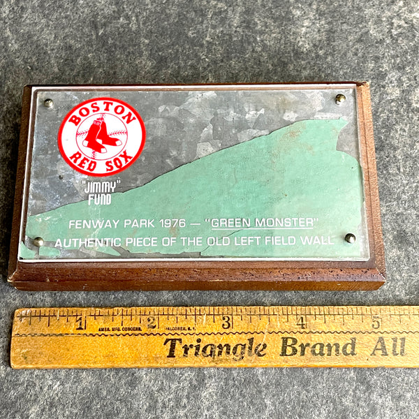 1976 Fenway Park Green Monster piece - Jimmy Fund paperweight